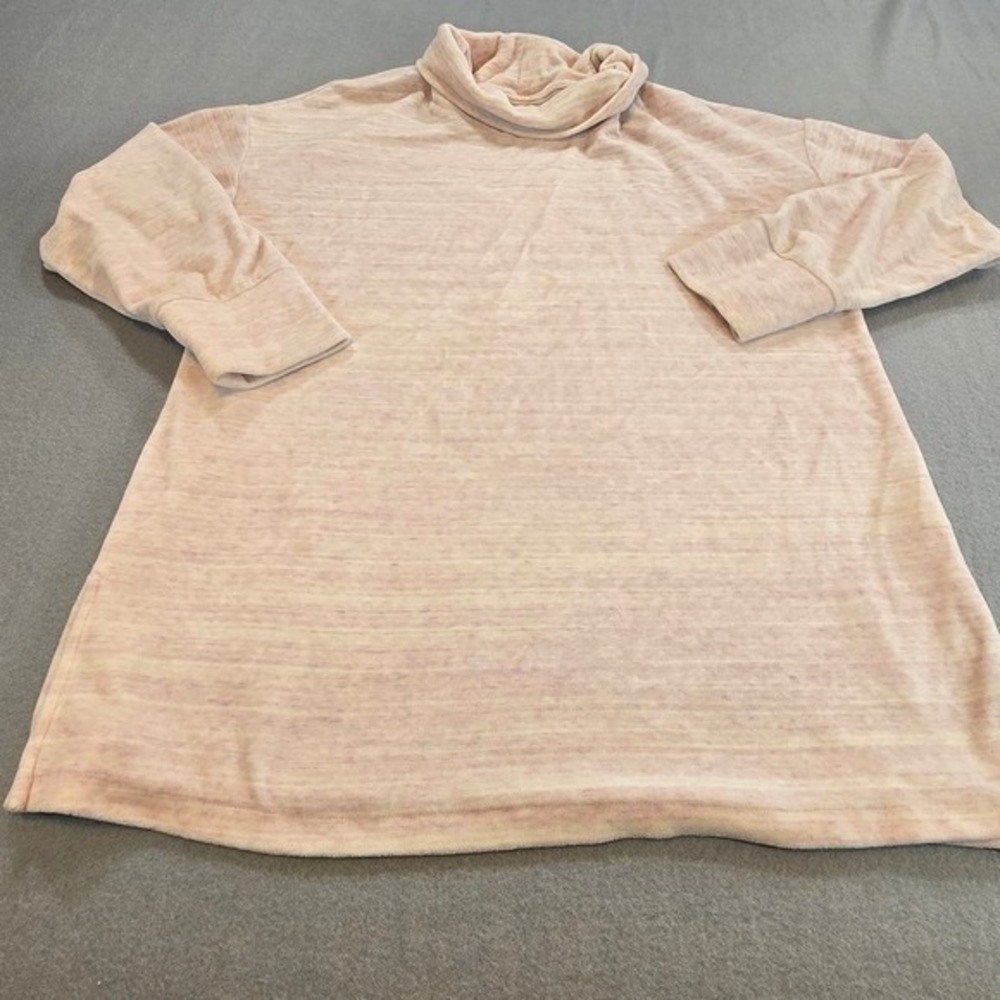 J. Jill Fit Tunic Top Womens Medium Light‎ Pink Cowl Neck Long Sleeve Heathered